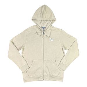 True Religion Buddha Logo Seal Full Zip Hoodie - Size XL - Travertine